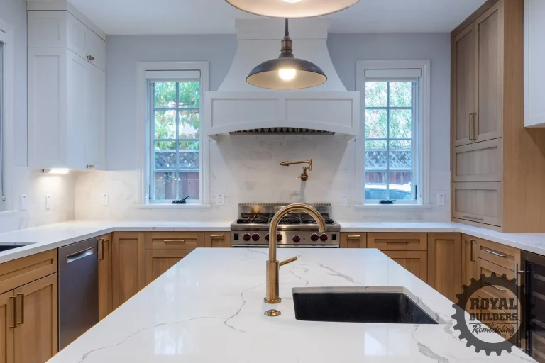 Custom Kitchen Island With Gold Fixtures