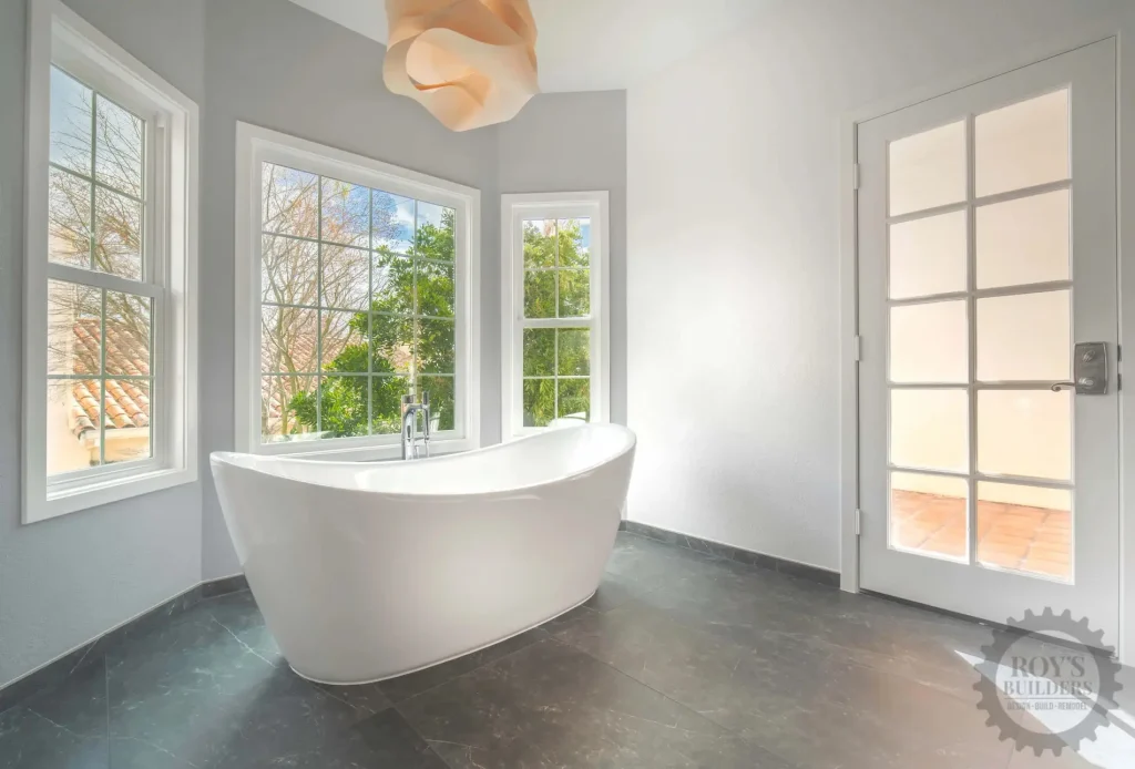 Elegant Bathroom Remodel Freestanding Tub- Roy's Builders