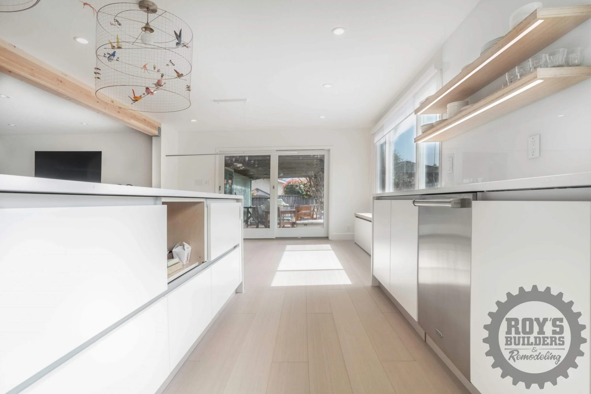 Open Concept Kitchen With Flat Cabinets- Roy's Builders and Remodeling