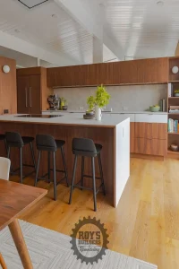 Open Concept Kitchen With Walnut Cabinets- Roy's Builders