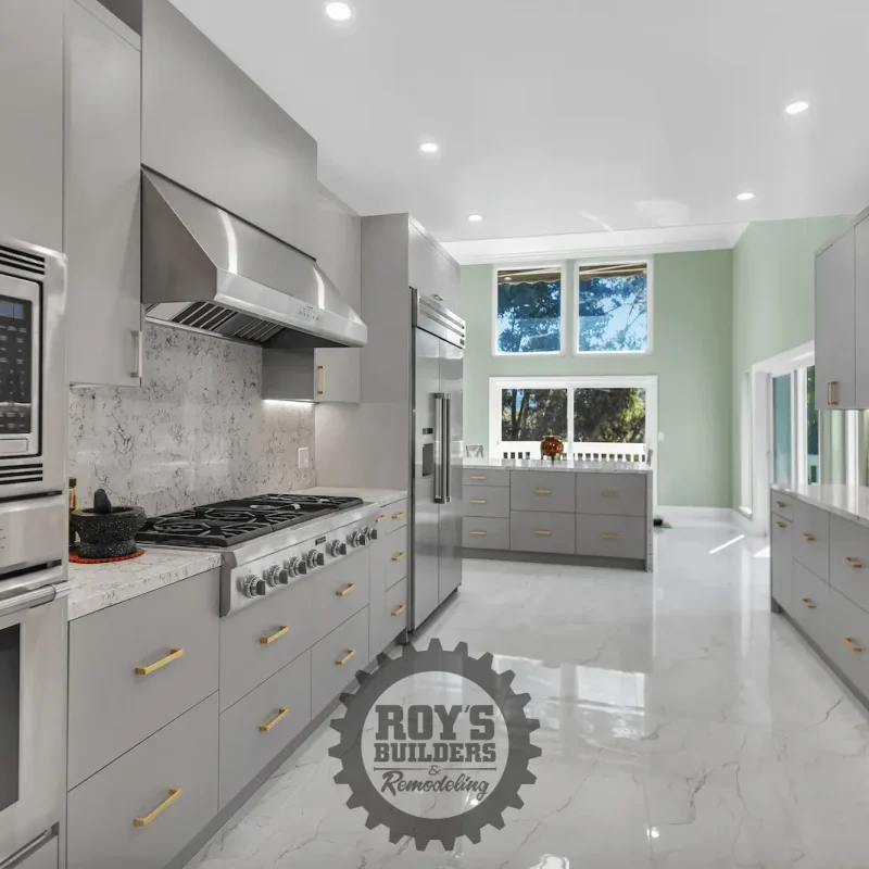 Contemporary kitchen with built-in oven