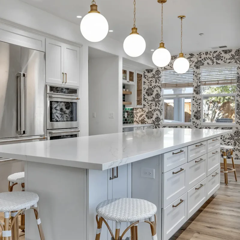 Elegant lighting above kitchen counter