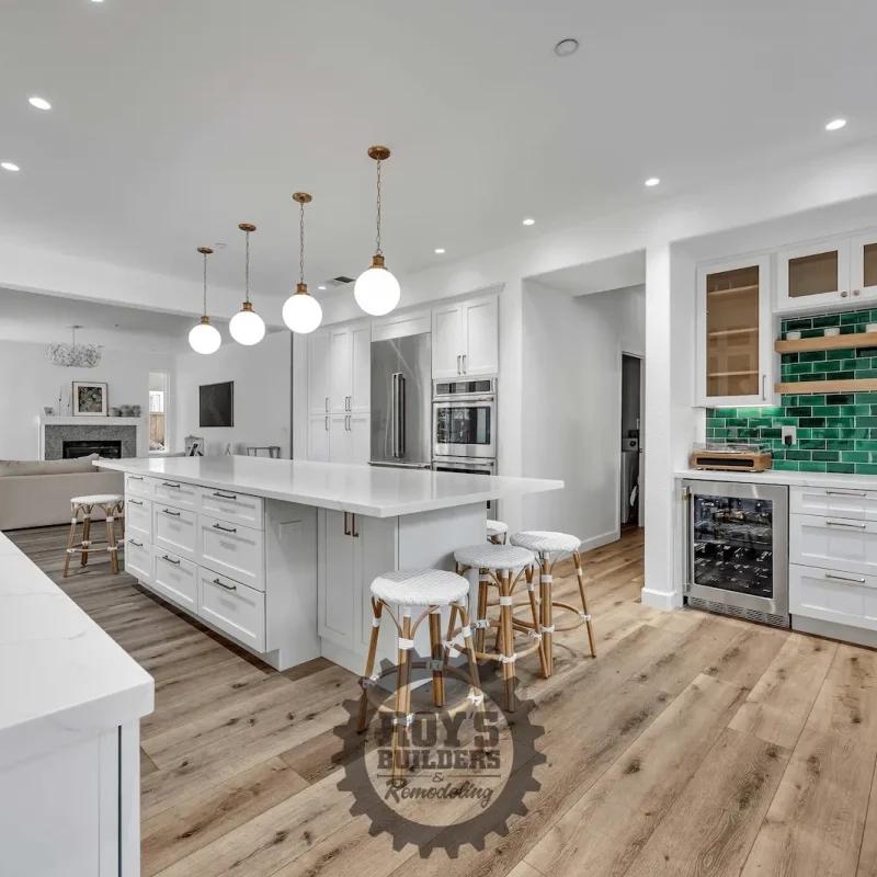 Kitchen island with bar chairs